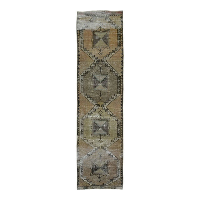 1970s Vintage Handmade Wool Cotton Turkish Beige Area Rug For Sale
