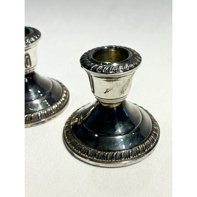 Pair Vintage Weighted Silver Candle Holders