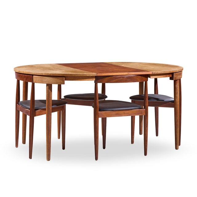 Hans Olsen for Frem Rojle Mid Century Expanding Teak Dining Table With 4 Nesting Chairs For Sale - Image 11 of 16