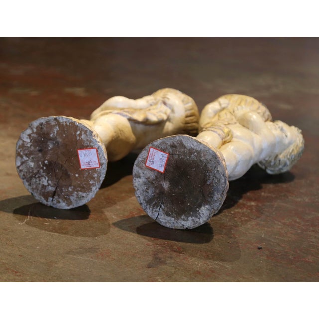 Pair 19th Century Italian Carved Polychrome and Painted Young Bacchus Statues For Sale - Image 9 of 10