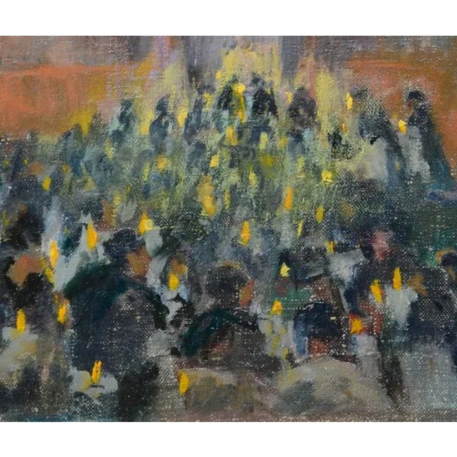 Charming painting of church in Mexico during Holy Week attributed to Orrin A. White (American, 1883-1969). Circa 1940....