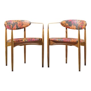 Dan Johnson for Selig Viscount Mid Century Brass and Walnut Chair - Pair For Sale