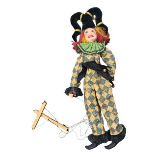 Venetian Clown Marionette Puppet, 1960s For Sale