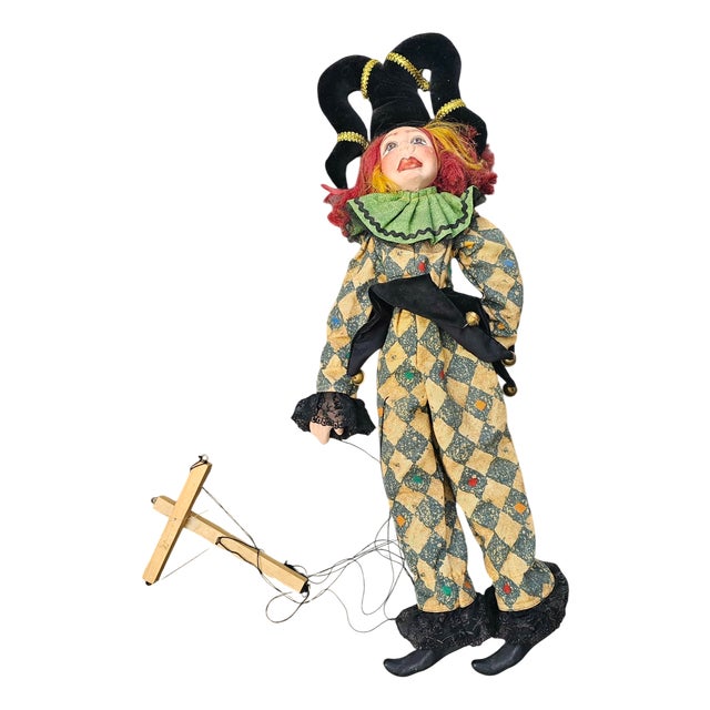 Venetian Clown Marionette Puppet, 1960s For Sale