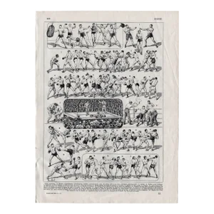"Boxers" Giclee Print of an Antique French Boxer Encyclopedia Page Illustrated by Louis Charles Bombled