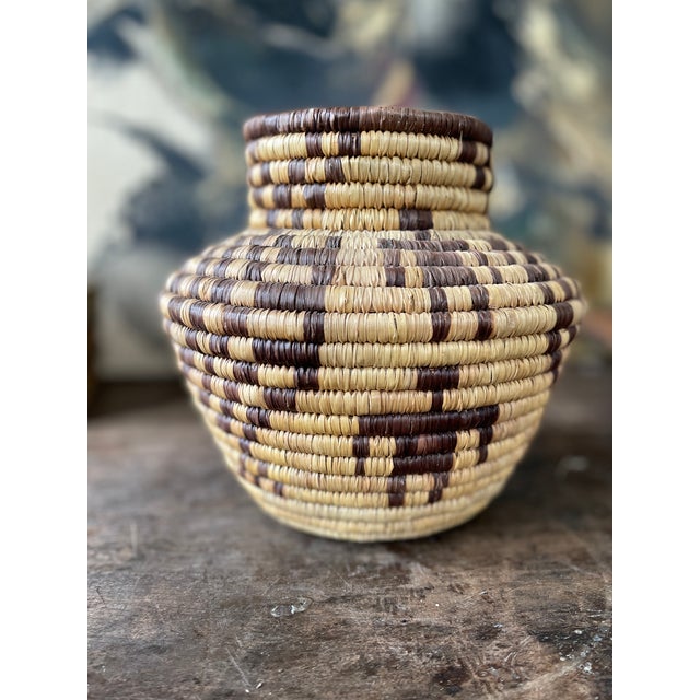 1980s Tribal Figural Coiled Basket Olla For Sale In Chicago - Image 6 of 10