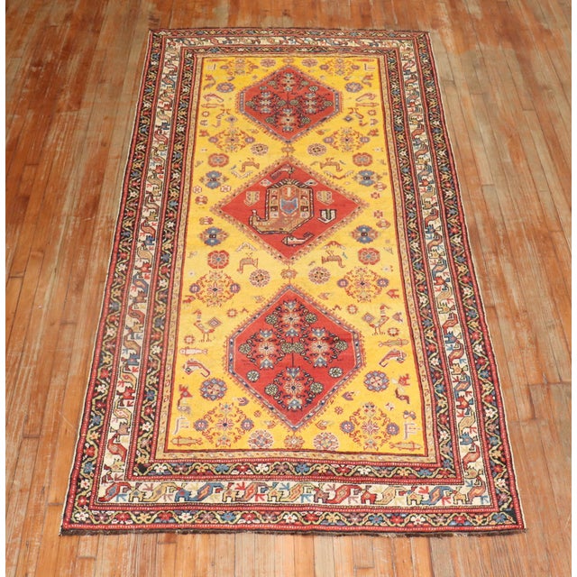 Early 20th Century Yellow Northwest Persian Tribal Rug For Sale - Image 9 of 18