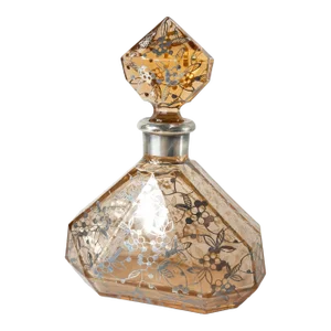 Vintage Art Deco Style Mid-Century Peach Sterling Overlay Decanter