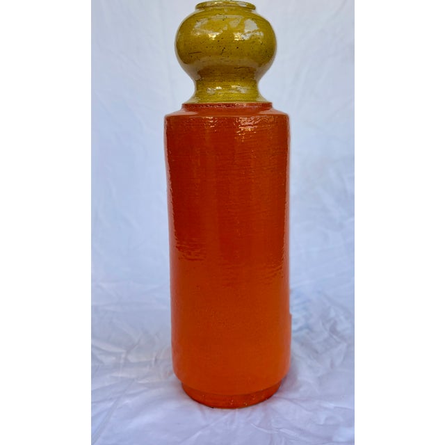 Mid Twentieth Century Italian Orange and Yellow Ceramic Table Lamp For Sale In Palm Springs - Image 6 of 12
