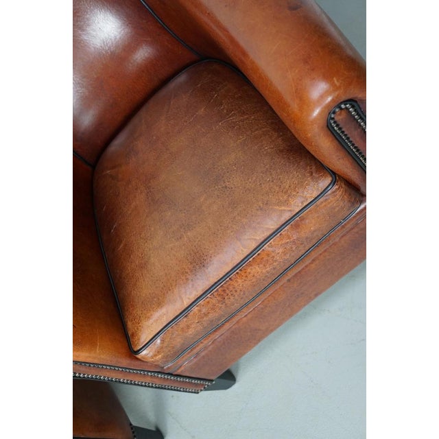 Set of Vintage Dutch Cognac Colored Leather Club Chairs For Sale - Image 4 of 17