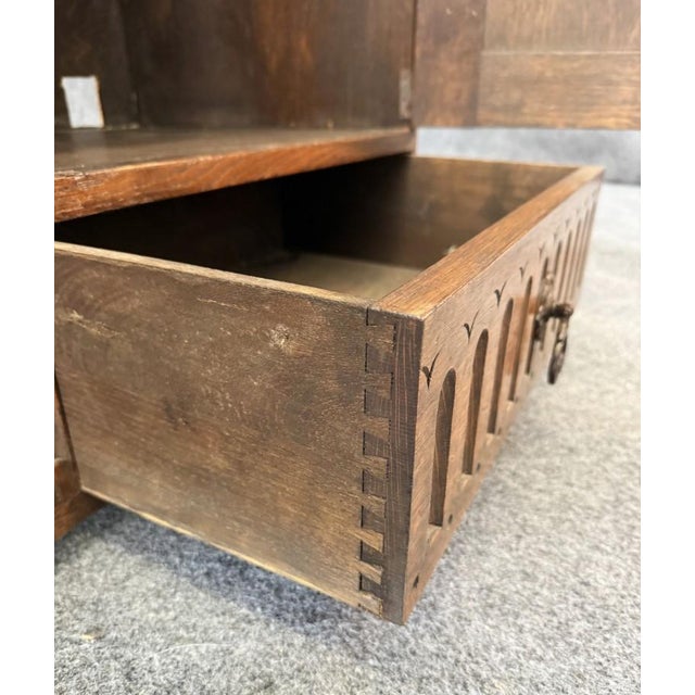 Antique Carved Oak Buffet With Metal Hardware For Sale - Image 15 of 18