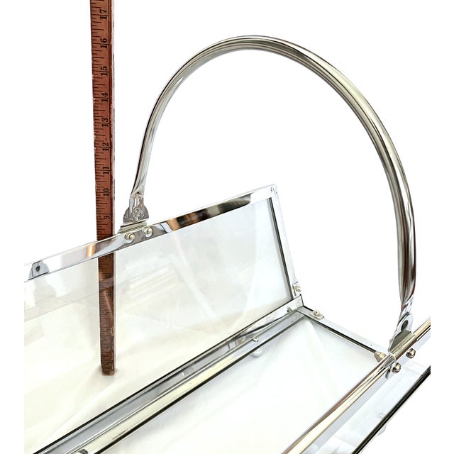 Danny Alessandro Chrome & Glass Fireplace Log Holder / Magazine Rack, Italy, 1970s For Sale - Image 11 of 13