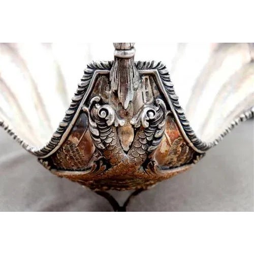 Silver Shell-Shaped Fruit Bowl For Sale - Image 4 of 10