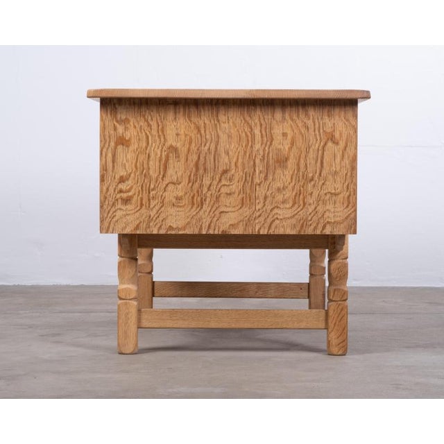 Wood Brutalist Oak Desk by Henning Kjærnulf, Denmark, 1960s For Sale - Image 7 of 10