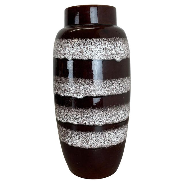 Large Pottery Fat Lava White-Rings Floor Vase from Scheurich, 1970s For Sale - Image 18 of 18