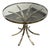 Italian Mid-Century Brass + Chrome Round Glass Dining Table, Vintage For Sale