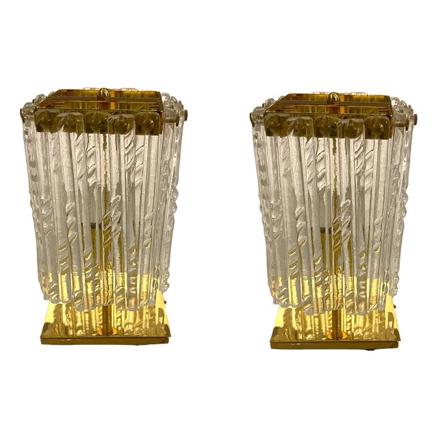 Murano Glass Table Lamps, 1980s, Set of 2 For Sale