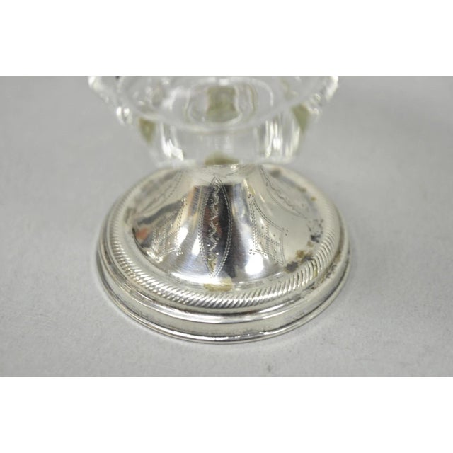 Antique English Victorian Crystal Glass & Silver Sweetmeat Candy Nut Dish, Set 6 For Sale - Image 12 of 18