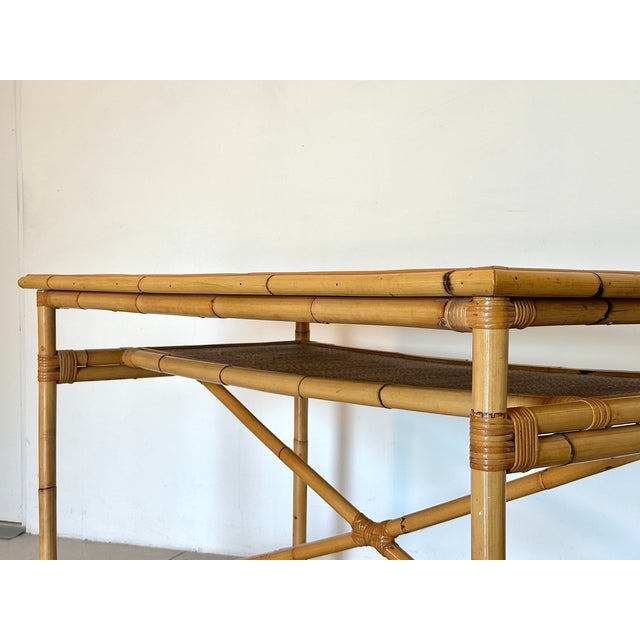 Tan Vintage Wicker and Bamboo Desk, 1970s For Sale - Image 8 of 13