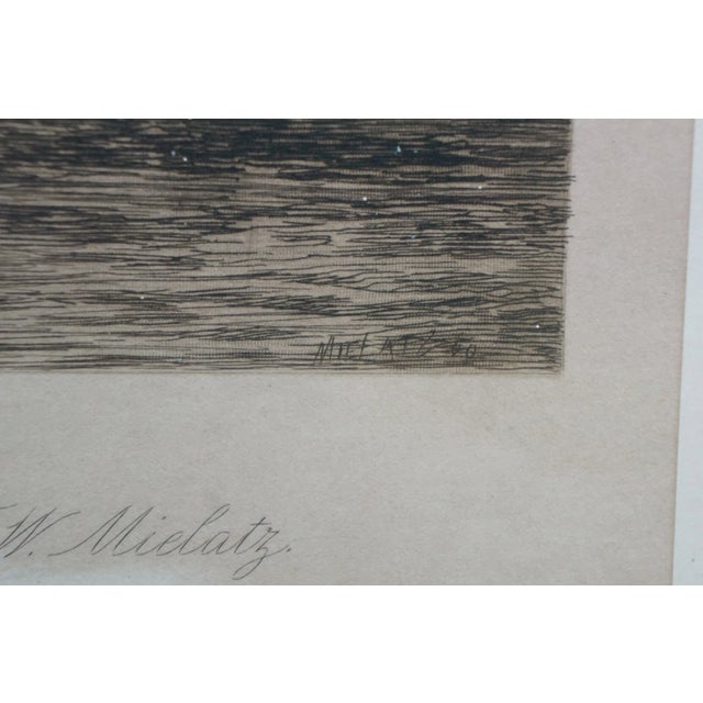 Antique Charles Frederick Mielatz Quiet Nook Riverscape Fishing Etching 36" For Sale - Image 11 of 12