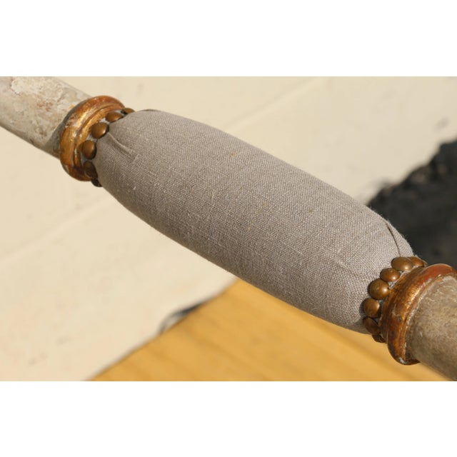 Dove Gray Vintage French Empire Sofa With Carved Swan Arms For Sale - Image 8 of 12