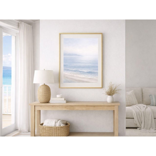 Minimalist Coastal Shoreline, Soft Seascape Art Print, 24″ × 36″ For Sale - Image 4 of 9