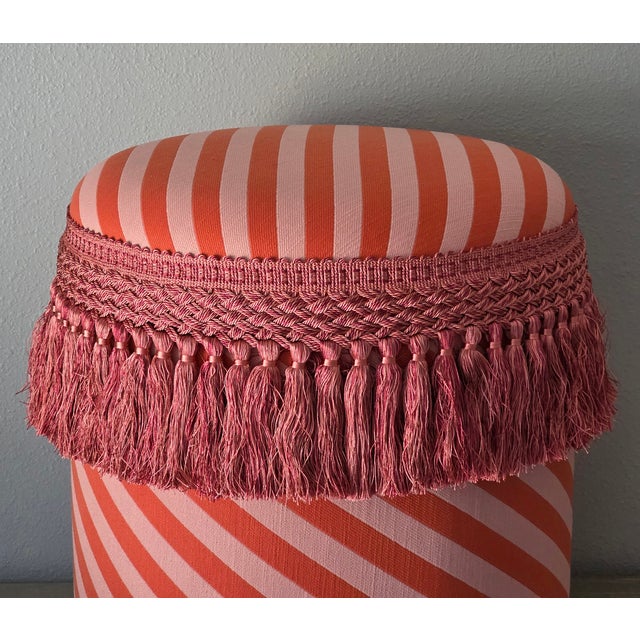 This Jaipur Coral custom-made round ottoman brings a vibrant yet refined touch to any space, blending rich color with...