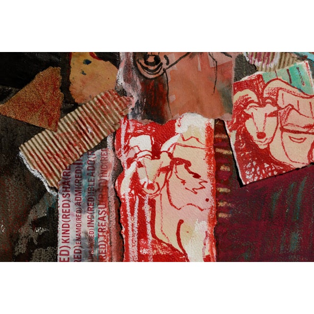 Red Karen Druker Red Goat Collage circa 2010 For Sale - Image 8 of 9