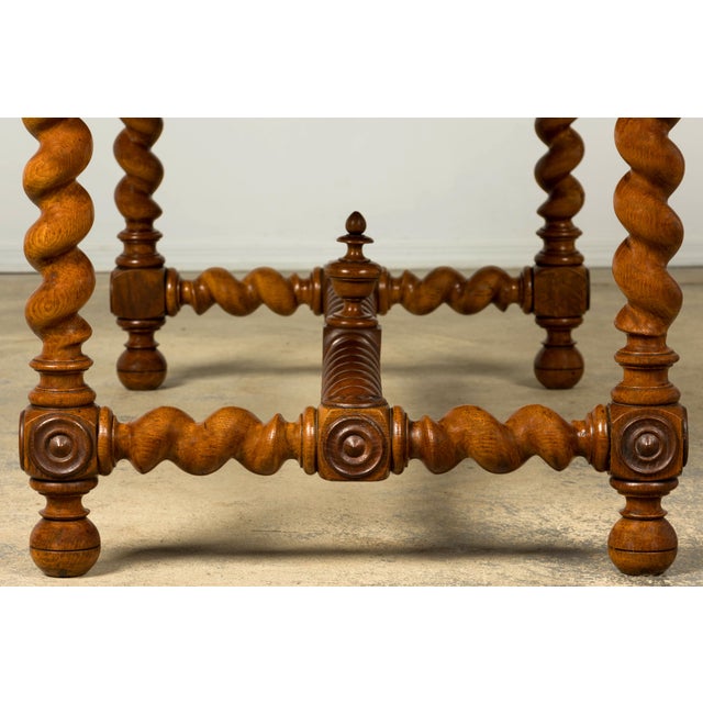 Late 19th Century French Louis XIII Oak Writing Desk With Barley Twist Legs For Sale - Image 16 of 18