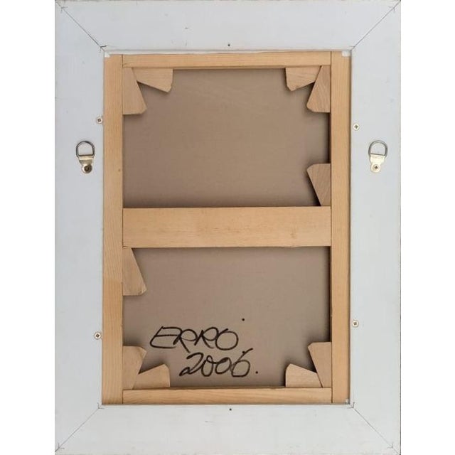 A striking and visually dynamic oil on canvas by Gudmundur Erró, the internationally acclaimed Icelandic Pop Art master....