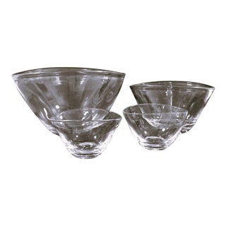 Simon Pearce Hand Blown Glass Barre Oval Bowls Set of 4 For Sale