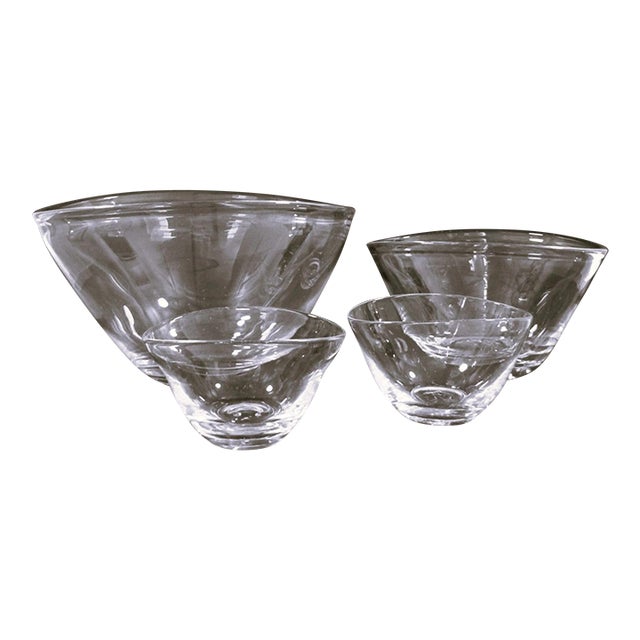 Simon Pearce Hand Blown Glass Barre Oval Bowls Set of 4 For Sale