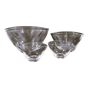 Simon Pearce Hand Blown Glass Barre Oval Bowls Set of 4