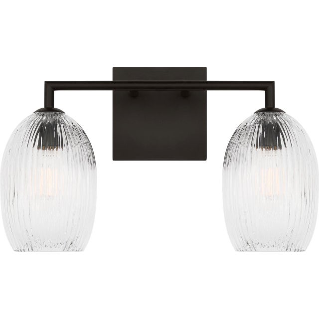 Visual Comfort Hable by Visual Comfort Studio Serafina 2-Light Vanity Sconce in Aged Iron Black Finish For Sale - Image 4 of 5