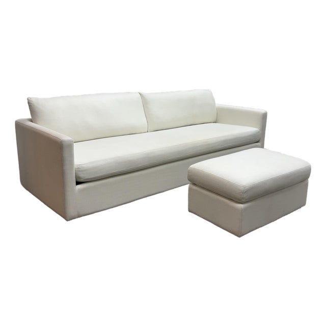 Williams Sonoma for Pottery Barn Union Grand Sofa + Ottoman, Pair For Sale