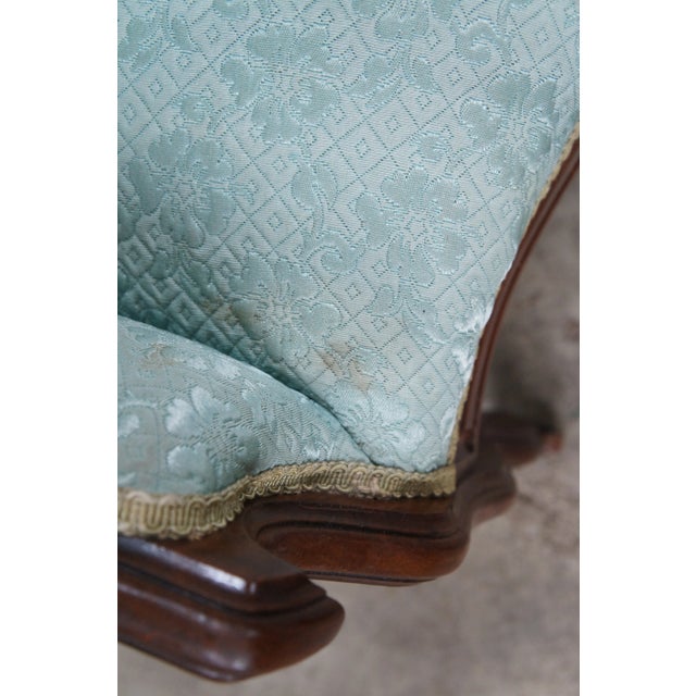 Antique Victorian Walnut Balloon Back Library Parlor Armchair For Sale - Image 11 of 15