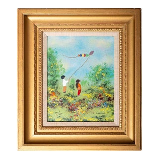 Vintage Louis Cardin Enamel on Copper Painting, Signed & Numbered, Gilt Frame For Sale