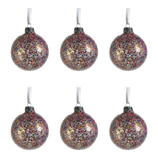 Multi-Bright 3.25" Confetti Glass Ball Ornaments, Set of 6 For Sale
