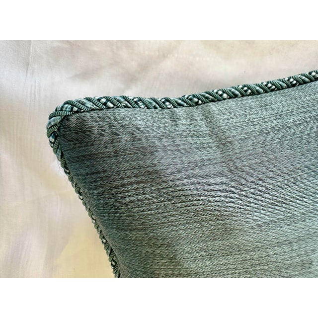 Blue Set of 4 Custom Blue Green Silk-Cotton Pillows For Sale - Image 8 of 12