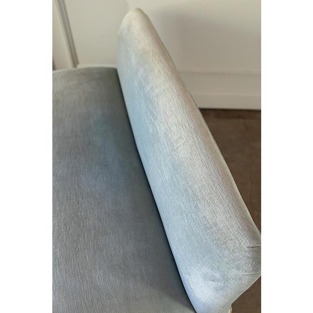 Vintage Hollywood Regency Velvet Settee, Armless Slipper Sofa With Bullion Fringe For Sale - Image 12 of 14