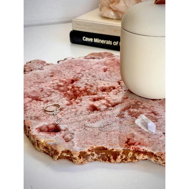 Pink Amethyst Slab With Sparkling Druzy Natural Crystal Specimen Display With Stand For Sale - Image 9 of 11