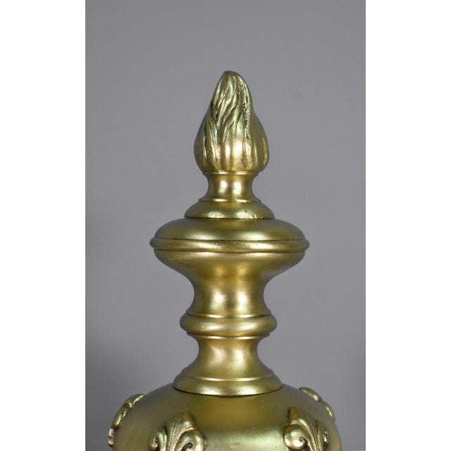 Metal Louis XIV French Bronze Firedogs, 19th Century, Set of 2 For Sale - Image 7 of 12