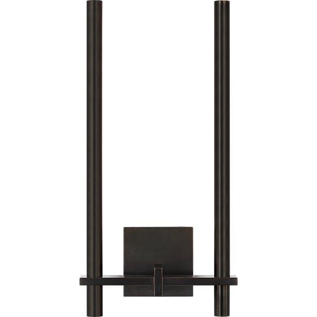 Kelly Wearstler for Visual Comfort Signature Axis Medium Two Arm Sconce in Bronze For Sale