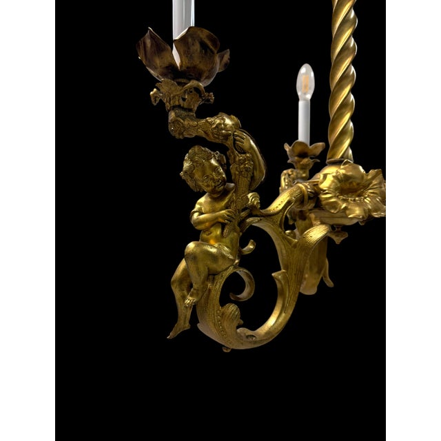 19th Century French Gilt Bronze Three-Light Chandelier by Marchand For Sale In Los Angeles - Image 6 of 9