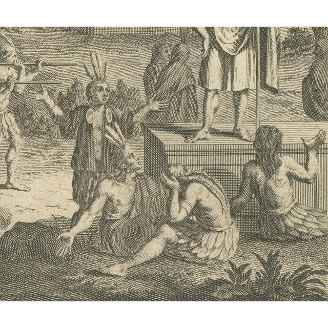 Early 18th Century Funeral Rites and Burial of Inca Nobles, Engraving of Peruvian Customa, 1734, Print For Sale - Image 5 of 11