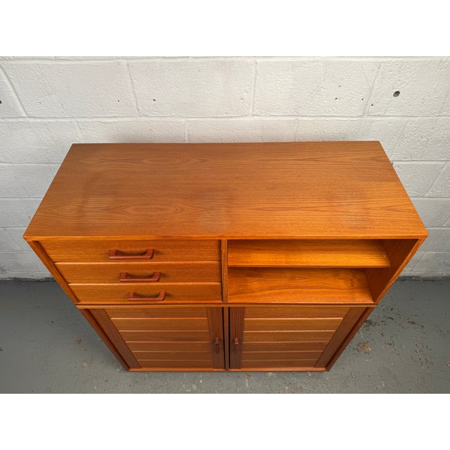 Mid 20th Century Mid 20th Century Mid-Century Modern Teak Danish Cabinet - 2 Piece For Sale - Image 5 of 18