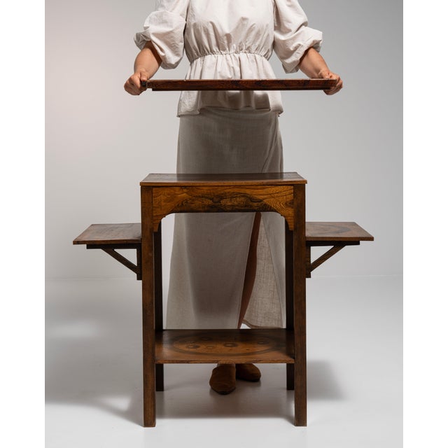 1910s France Art Deco Brown Wood Side Table For Sale - Image 10 of 14