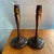 Wood 20th C. Pair of Mid-Century Modern Tall Turned Rosewood Candle Holders For Sale - Image 7 of 9