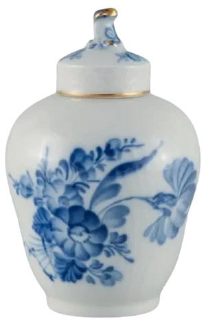 Royal Blue Flower Curved Tea Box with Gold Decoration from Royal Copenhagen, 1960s