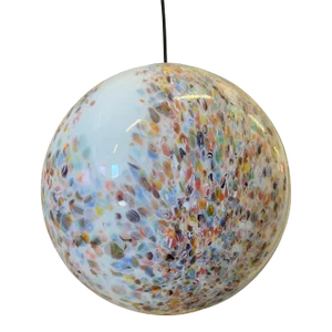 Contempoarary Milky-White Sphere in Murano Style Glass With Multicolored Murrine